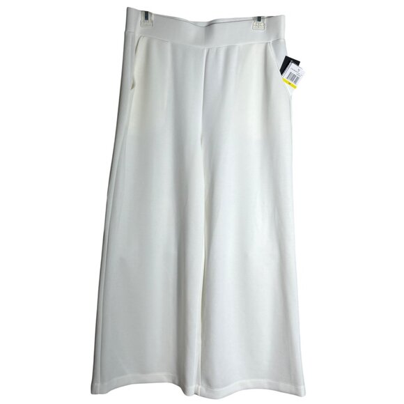 NWT Cable & Gage Pants Ivory Wide Leg Sport Sandwashed Modal Knit Pullon Women M - Picture 1 of 8